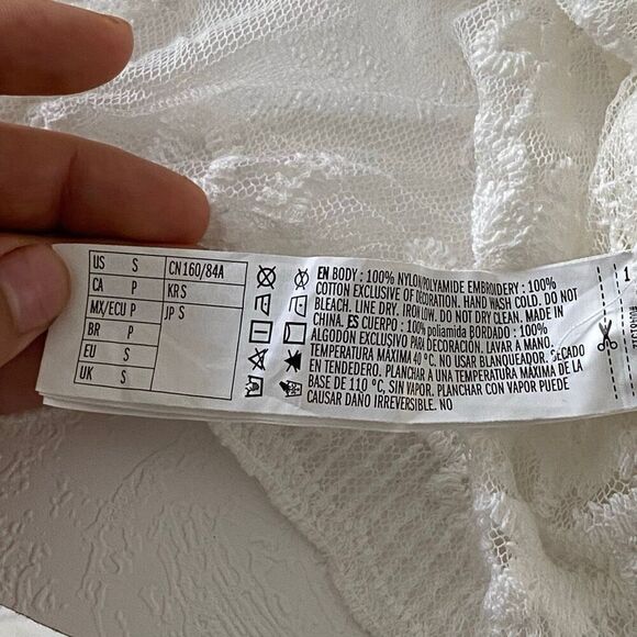 Forever 21 Sheer Lace Kimono White Boho Beach Cover Up Crochet Detail One Size - Picture 7 of 7